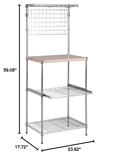Honey-Can-Do SHF-04347 Microwave Bakers Rack with Adjustable Shelf, Chrome, 17L x 23W x 59H