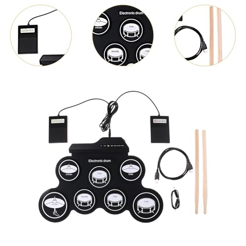 Batterie électronique compacte en silicone et rouleau de percussion portable - 3