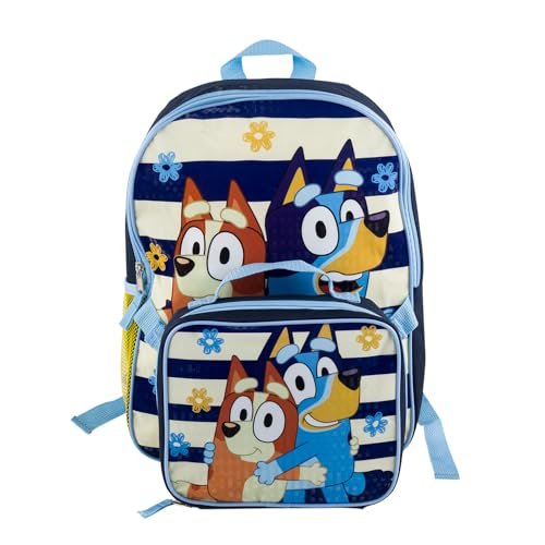 Fast Forward Mochila Bluey e lancheira removível – 38 cm – Bandit and Chilli – Alças ajustáveis, Azul, One Size, Mochilas de viagem