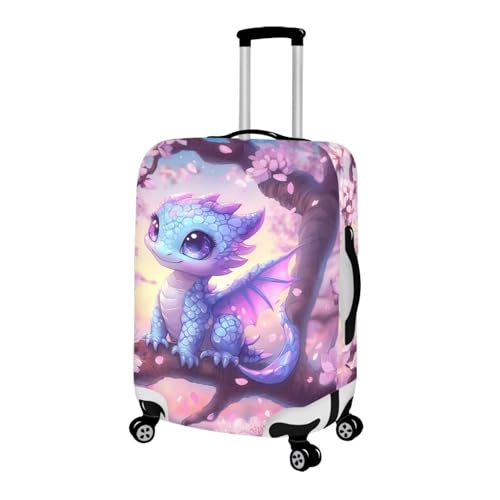 Dragon Suitcase Cover Travel Luggage Protector Washable Elastic Suitcase Covers Anti-Scratch Zip Closure Lugagge Covers for Suitcase Cherry Blossom Luggage Cover Fits 22-25 Inch, M2