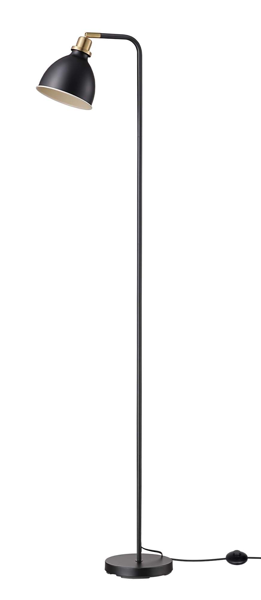 EDISHINE Lámpara de Pie Industrial, Lámpara Retro con pantalla metálica, cabeza ajustable, casquillo E27, Lámpara de Lectura para Salón y Oficina, incluye bombilla LED, negro