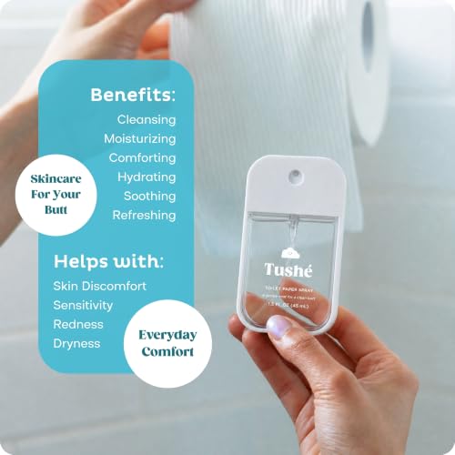 Image of TUSHE Toilet Paper Spray - Pocket-Sized - Flushable Wet Wipe Alternative - Unscented, Septic Safe - 45 ml (1.5 fl oz)