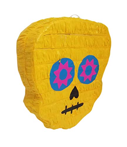 Traditional Day of the Dead Pinata | Sugar Skull “ Dia de Muertos “ Piñata | Mexican Calavera Decoration | Halloween Catrina Party Celebration | Cinco de Mayo Fiesta Supplies | Assorted Color
