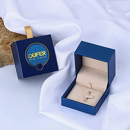 Oufer 14K Solid Gold Belly Navel Button Ring Clear 5A Cubic Zirconia Design Belly Rings Piercing Jewelry #TOP5