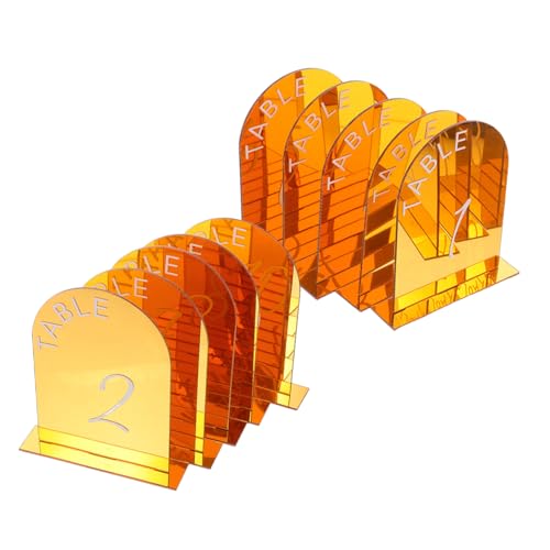 ELAYARD 10個アクリル製 ゴールド卓番号スタンド付き 婚礼用立体数字テーブルプレート 両面表示可能 イベント パーティー 記念日対応