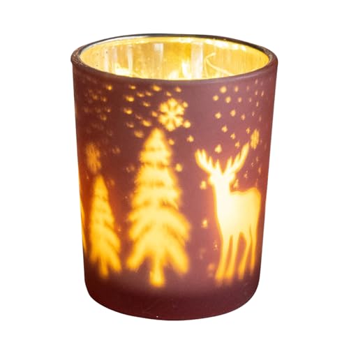 Arroopu Portavelas para Velas Tea - Soporte para Decoraciones Navideñas,Copa de Vidrio para Velas de Té de Navidad | para el Hogar Fiestas Bodas Recepciones Repisa de la Chimenea Acción de Gracias