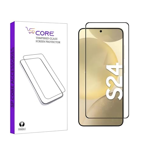 Image of Tempered Glass Screen Protector Guard Compatible For Samsung Galaxy S24 5G (Black) Edge To Edge Coverage With Easy Installation Kit