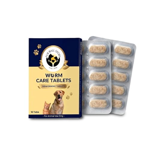 Image of FUR BALL STORY Worm Care Deworming Tablets for Dogs & Cats | Ayurvedic Formula | Supports Gut Health & Digestion for Dogs & Cats Suitable for All Breeds, 10 Tablets (Pack of 2)