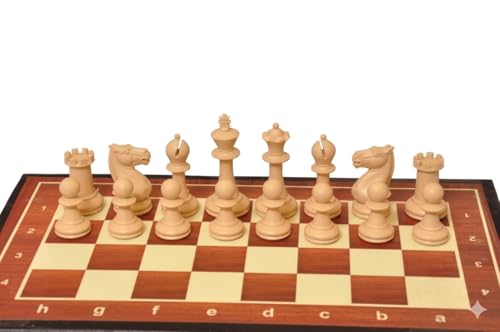 Image of PALM ROYAL HANDICRAFTS 15x 15 Inch Tournament Chess Board Set - Professional Pieces with 3 inch King - Durable Wood-Design Board Game for Kids and Adults.