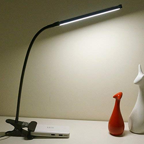 Lampop LED Clip on Light Dimmable Desk Lamps Eye Cared Reading Light Bed Light Night Lights with 360° Flexible Neck, Color Temperature Changeable 6W (Black)