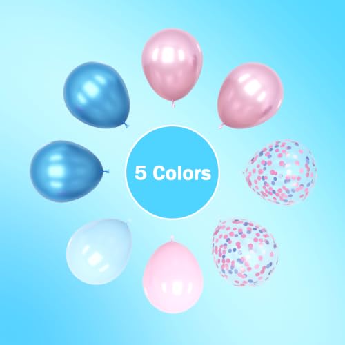 Image of Lukiituke Pink and Blue Balloons, 12in Gender Reveal Latex Balloons 57Pcs