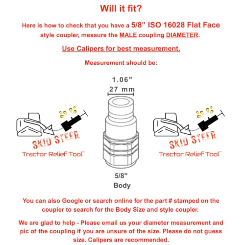 Image of 5 /8 inch ISO 16028 Flat Face Skid Steer Male Hydraulic Quick Coupler Pressure Decompression Relief Release Tool by Tractor Relief Tool
