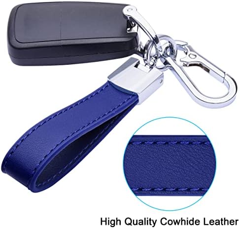 wisdompro Genuine Leather Car Keychain, Universal Key Fob Keychain Leather Key Chain Holder for Men and Women, 360 Degree Rotatable, with Anti-lost D-ring, 3 Keyrings and 1 Screwdriver
