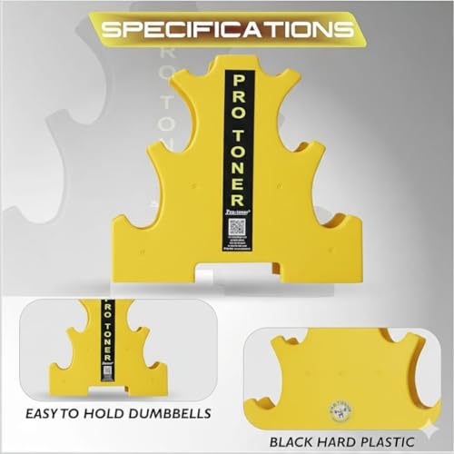 Image of Protoner PVC Dumbbell Rack for 3 Pairs, 20 kg Weight Capacity (Yellow)