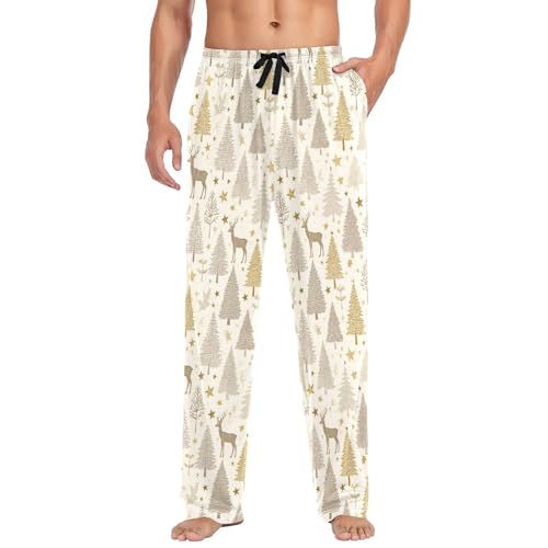 Mens Pajama Pants Deer Stars Christmas Pajama Bottoms Lightweight Pajama Pants Basics Sleep Pajama Lounge Pant