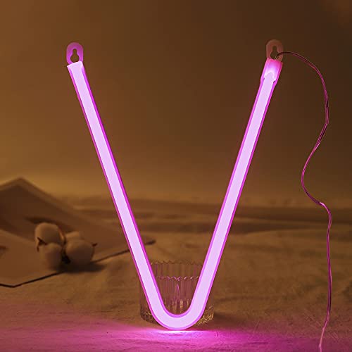 Image of Light Up LED Neon Letters Sign Wall Decorative Neon Lights Warm White Pink Blue Alphabet Marquee Letter A to Z & 0 to 9 (Pink) (V)