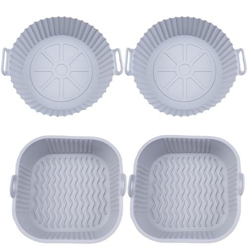 duisoad 4 Pièces Moule Silicone Air Fryer, Moule Silicone Air Fryer Accessoires Moule Panier Friteuse à Air Chaud Réutilisable pour Friteuses à Air, Fours à Micro-Ondes, Fours