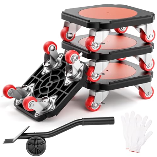 4PCS Furniture Movers with Brakes, Heavy Duty Furniture Sliders, Washing Machine Movers, Furniture Dolly Appliance Dolly Set for Moving Heavy Furniture Refrigerator Sofa Bed, 2204lbs Capacity