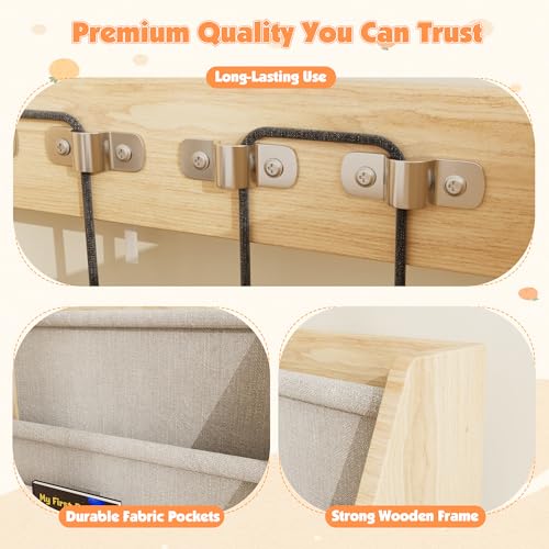 Image of NACHES Montessori Kids Bookshelf with Toy Storage, Extra Book Display Shelves for Toddlers, Front-Facing Book Organizer for Nursery Playroom Bedroom (Natural Wood)
