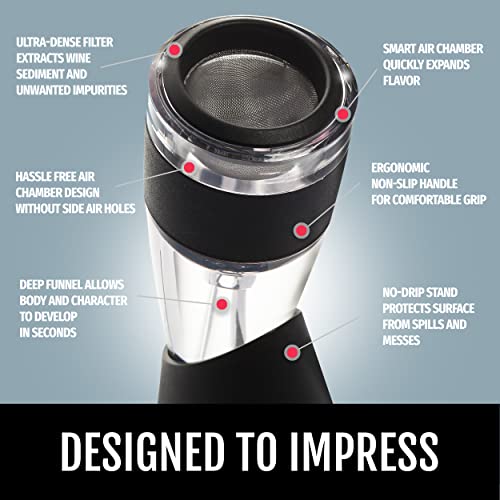Vinvoli Wine Aerator - New 2023 Luxury Red Wine Aerator Decanter With Unique Three-Stage Aeration, Pourer, Wine Sediment Filter, No-Drip Stand - Quality And Convenience For Wine Lovers And Sommeliers #TOP3