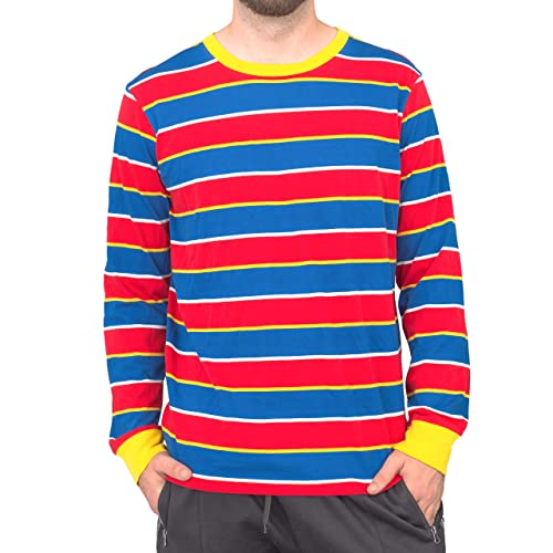 Sesame Street Bert and Ernie Adult Long Sleeve Striped T-Shirt Halloween Costume Cosplay