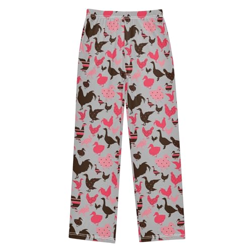 Rooster Duck Boys Long Pants Soft Trousers Elastic Waist Kids Lounge Bottoms with Pockets S-XL