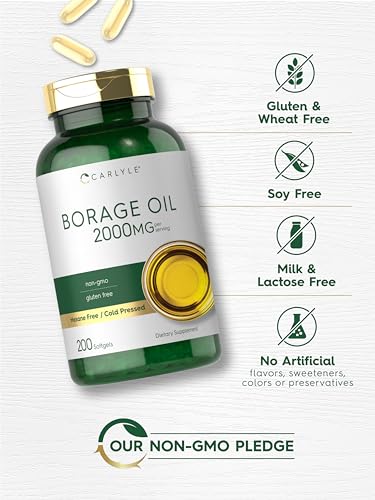 image for Carlyle Borage Oil Supplement | 2000mg | 200 Softgel Capsules | 320mg 