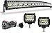 52" LED Light Bar Curved DakRide Triple Row 975W Flood Spot Combo Beam Off Road Lights 2pc 4inch 60W Spot Driving Fog Lights with Rocker Switch Harness Wiring for Trucks ATV UTV Jeep Boat Pickup