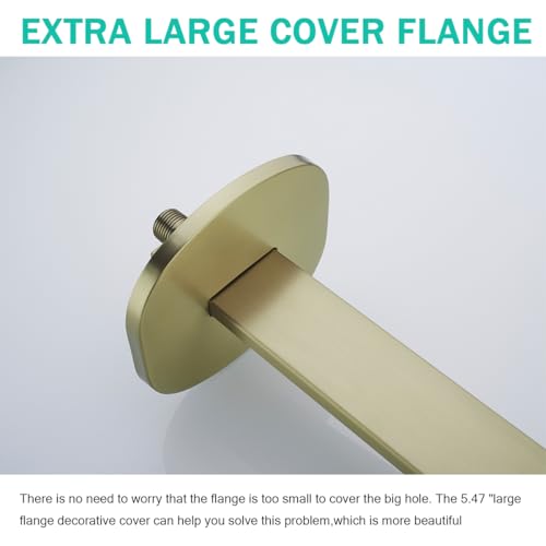 SEABEFORE 16 Inch Shower Arm with Flange,Stainless Steel Extension Extender Pipe for Fixed Rain Shower Head,Brushed Gold Extra Long High Rise Shower Head Extension Arm,SE-91119-16BG by SEABEFORE - Used condition - Image 5