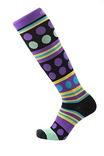 Odd Duck Compression Socks (15-20 mmHg) for Women and Men - for Everyday Flying, Running, Sitting, Standing, Jogging, Playing (Perpel Polka, Medium)