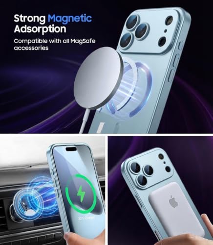 Image of DIZORO Magnetic Case for (iPhone 17 Pro) Case [Compatible with MagSafe][Built-in Camera Lens Protector] Slim Soft Silicone Bumper Shockproof Metallic Luster Back Cover Phone Case (Royal Deep)
