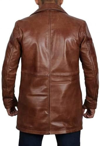 Image of Harocks Real Lambskin Leather Men's Coat- 3 /4 Length Brown and Black Leather Coat