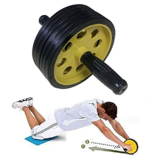 Image of Instafit AB Roller Wheel for Men and Women for Abdominal Exercise Core Workouts with Knee Mat (Multicolor) (Light yellow)