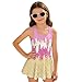 Pugasmiru Ice Cream Pattern Girls Modest Swim Dress with UPF 50+ Protection - One Piece Skirted Bathing Suit, Wide Straps, Quick-Dry Fabric for All-Day Comfort
