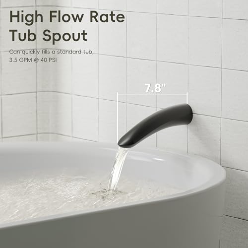 Image of Gabrylly Shower System with Tub Spout, Black Bathtub Shower Faucet Set with 3-Way Pressure Balance Valve Kit, 10 inch Rain Head with Handheld Spray, Matte Black
