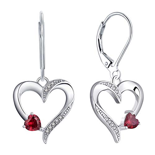Yl Pendientes Corazón Plata De Ley 925 Rubí De Corazón Con Julio Piedra De Nacimiento Pendientes Con Forma De Corazón De Amor Para Mujer Yl Pendientes Corazón Plata De Ley 925 Rubí De Corazón Con Julio Piedra De Nacimiento Pendientes Con Forma De Corazón De Amor Para Mujer