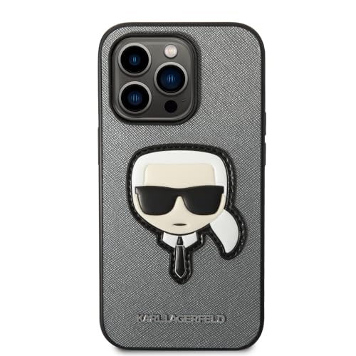 Karl Lagerfeld KLHCP14LSAPKHG Coque Rigide pour iPhone 14 Pro 6,1" Argent Saffi