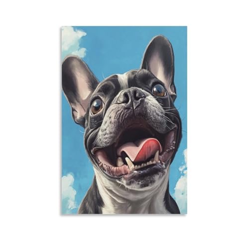 Pinturas murales cuadros modernos lienzo bulldog francés póster decorativo salón 50x75cm