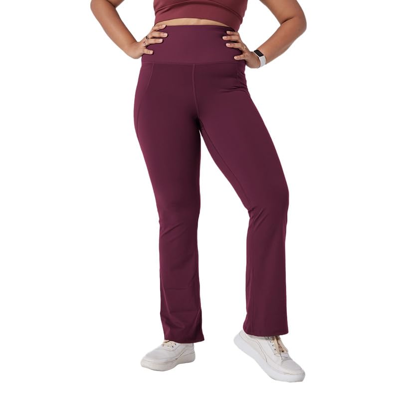 Image of BlissClub Ultimate Flare Pants for Women Upto 5'4 ft | Ribbed Waistband, 4 Pockets | High Waist Trousers and Formal Pants for Office wear