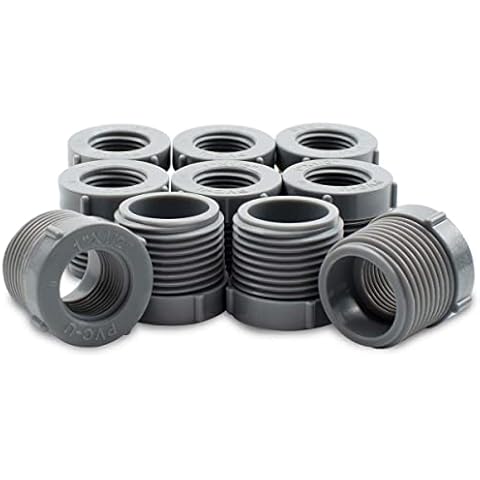 Bwintech 10 Pcs Black 3/4" Female to 1" Male Thread PVC Hex Bushing Connector,Suitable for Farmland Irrigation, Green Plant Cultivation and Water Pipe Connection Cover