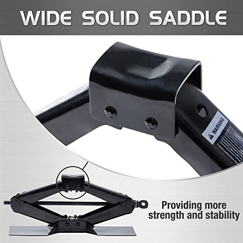 Tonda Scissor Jack For Car, 2 Ton (4,000Lbs) Capacity, Portable Steel Tire Jack With Handle For Sedans Coupes Suvs, Oversized Base, Black #TOP4