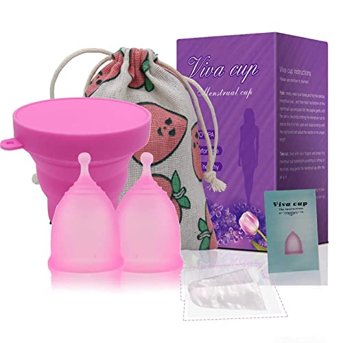 Menstruationstasse Aomiduo Menstrual cup mehrwegbecher menstruationstasse aus medizinischem Silikon-Größe S (Mittel) und S (Mittel) enthalten(Presented Travel Storage Cup) geeignet für anfänger