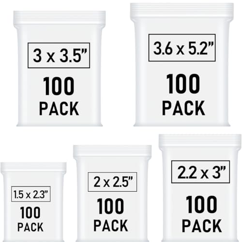 500 Pcs Small Plastic Bags, Small Bag, Mini Baggies, Jewelry Bag Clear Plastic, 5 Assorted Sizes, Resealable Poly Bags for Pill, Storage, Candy, Packaging