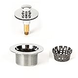 PF WaterWorks Lift Lock (Push Pull) Bathtub/Bath Tub Drain Assembly with Gasket - Coarse Thread 11.5 Threads Per Inch - Free Hair Catcher/Strainer to Eliminate Clogs;Chrome; PF0940-CH-LL-C