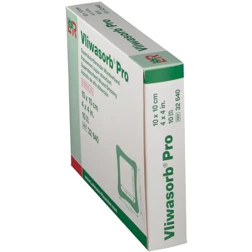 Vliwasorb Pro superchłonny opatrunek na ranę, 10 x 10 cm, sterylny, pojedynczo zaimpregnowany, 10 sztuk