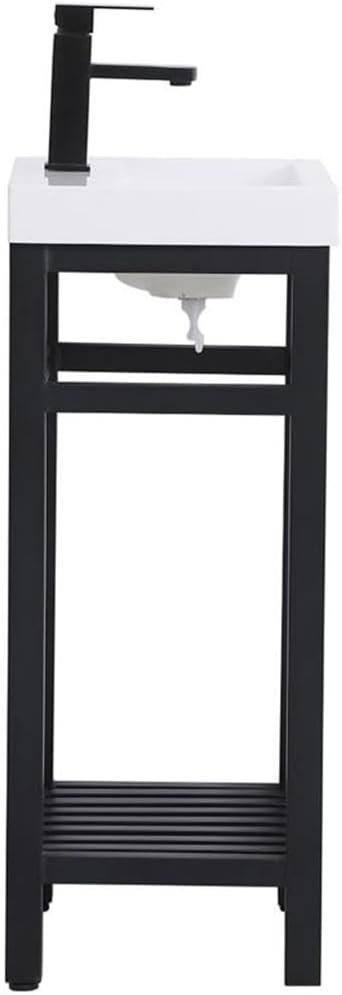 Elegant Decor Raya 18" Single Resin Top Metal Bathroom Vanity in Black