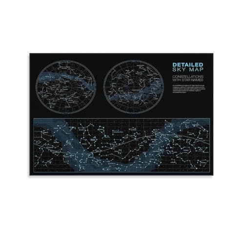 Aimeryup Sky Map Poster Constellations Canvas Wall Art