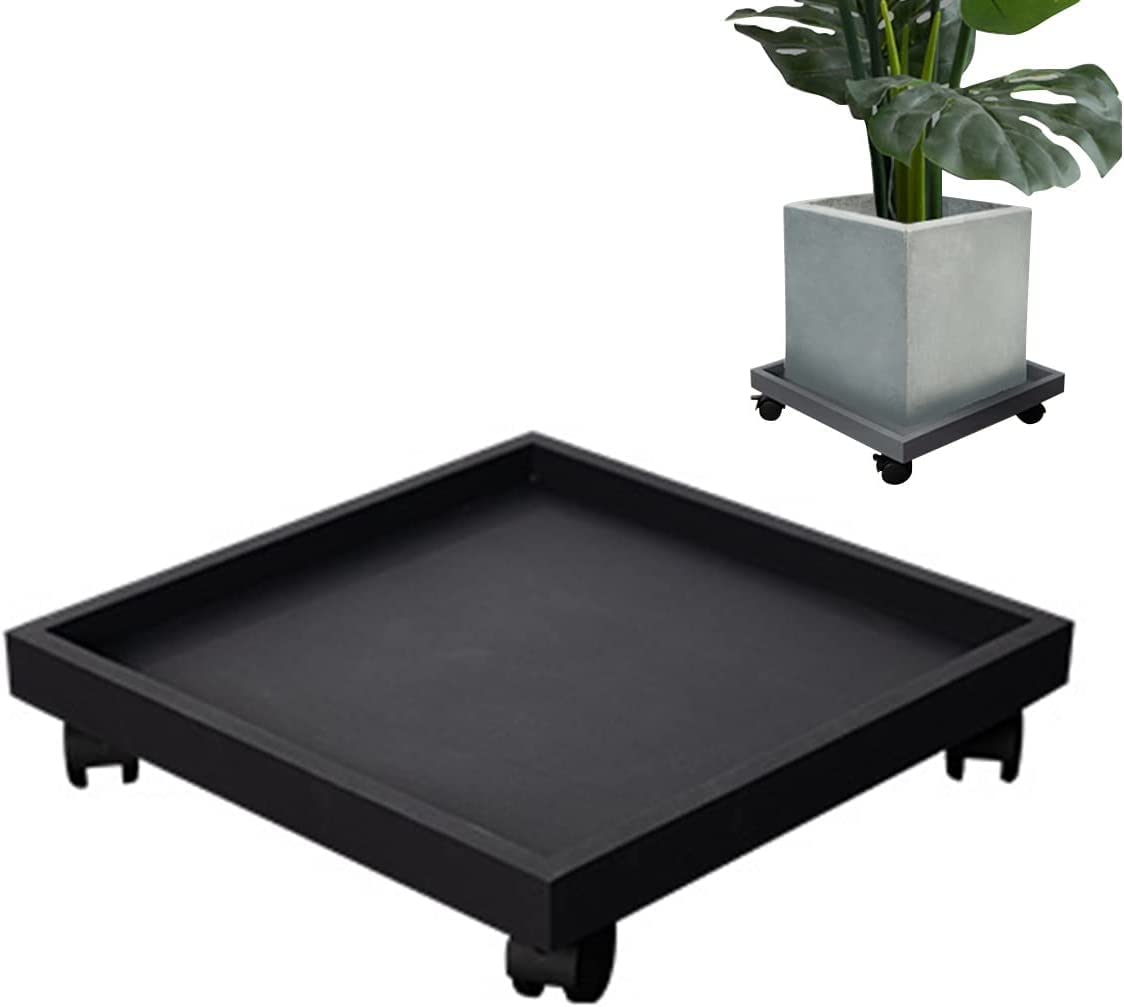 OLSKFUH Plant Trolley With Lockable Wheels, Heavy Duty Rolling Flower Pot Tray, Square Potted Plant Stand On Wheels, Plant Caddy, Durable Plant Pallet,1-38cm/14.96In