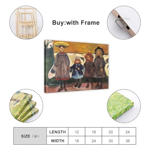 Four Girls in Asgardstrand Munch déco murale bureau sans vide - 2