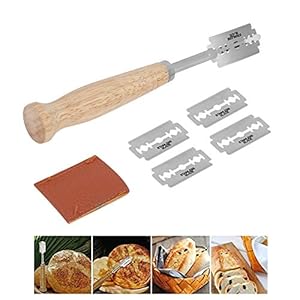 Jeffergarden Baker’s Knife Bread Lame Scoring Tool Set, bakkersmes, scheermes, baguette bakvorm DIY baguettemes met brood, bakkerssnijder, roestvrij staal, keukenbroodmes